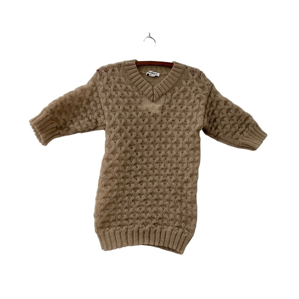 Sunnei Womens Taupe V Neck Knit Woven Tshirt Size Medium NEW